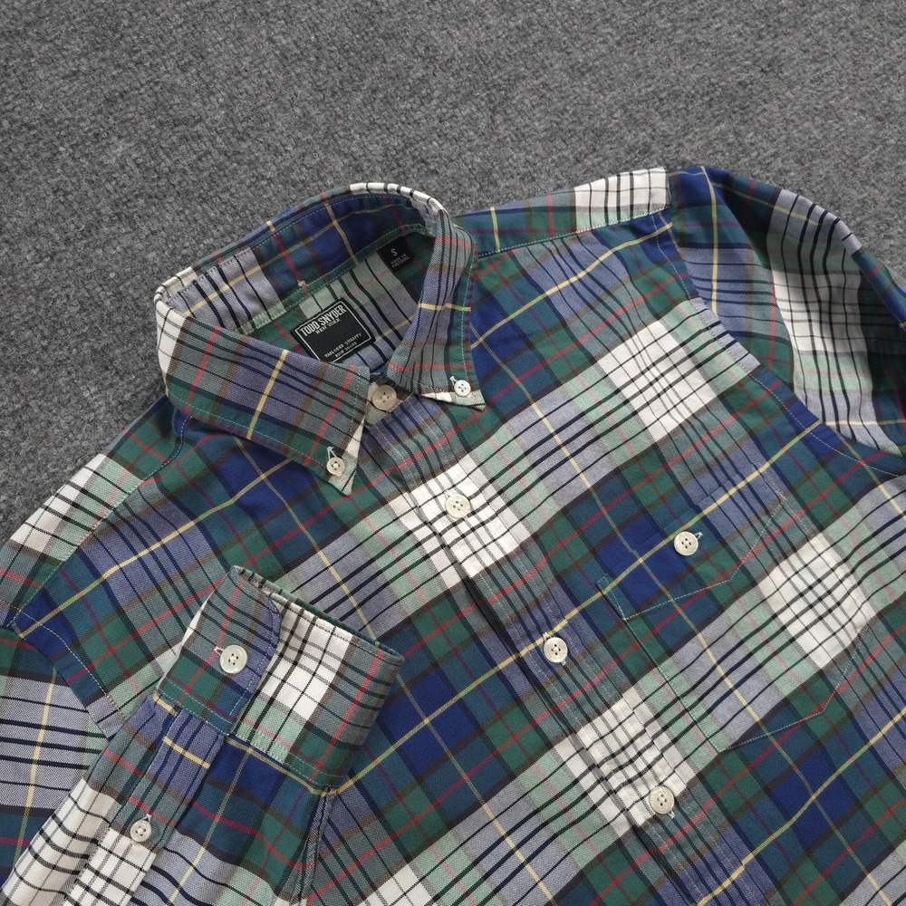 Todd Snyder Shirt Mens Small Blue Green Plaid Long Sleeve Button Down Casual